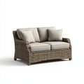 Canapé de jardin 2 places beige en rotin synthétique avec coussins 150 x 80 x 85 cm