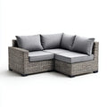 Canapé de jardin d'angle 2 places gris en résine tressée PE 140 x 140 x 75 cm