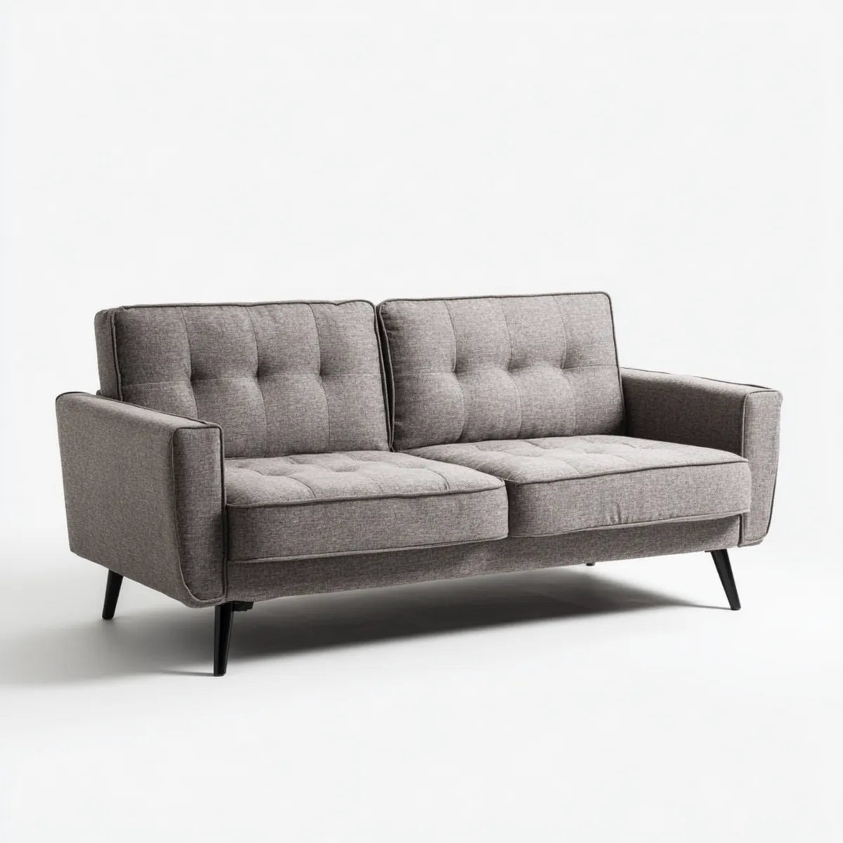 Canapé 2 places gris en polyester avec pieds en acier 160 x 83 x 85 cm rectangulaire