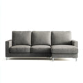 Canapé d'angle 3 places gris en polyester avec méridienne droite 250 x 160 x 85 cm