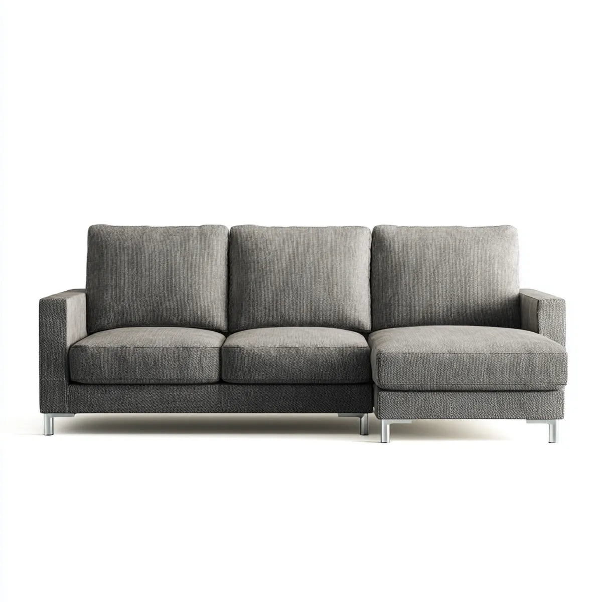 Canapé d'angle 3 places gris en polyester avec méridienne droite 250 x 160 x 85 cm