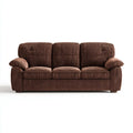 Canapé 3 places marron en velours côtelé polyester forme droite 210 x 90 x 92 cm
