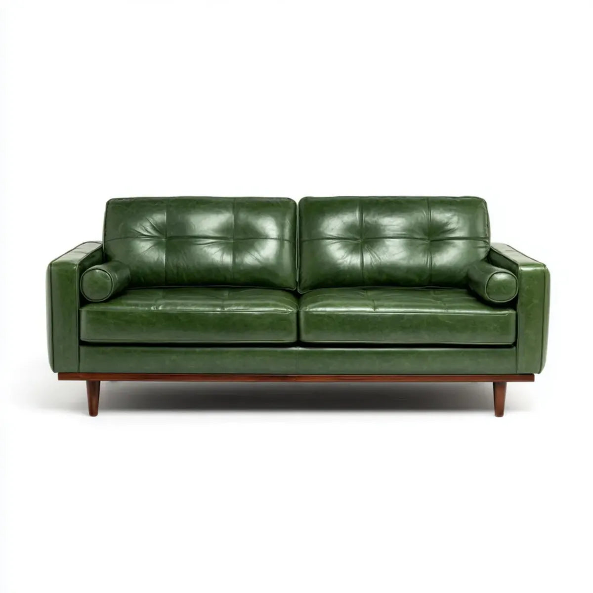 Canapé 3 places droit vert en cuir PU 200 x 90 x 85 cm