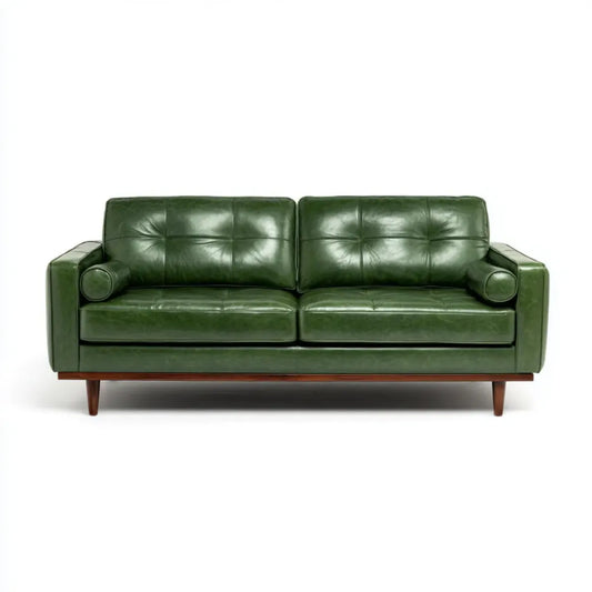 Canapé 3 places droit vert en cuir PU 200 x 90 x 85 cm