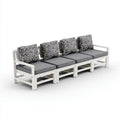 Canapé de jardin 4 places blanc et gris en pin massif avec coussins 240 x 70 x 75 cm forme droite