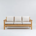 Canapé de jardin 3 places beige et naturel en acacia massif rectangulaire 200 x 75 x 80 cm
