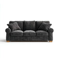 Canapé 3 places gris anthracite en velours côtelé 210 x 90 x 90 cm avec coussins